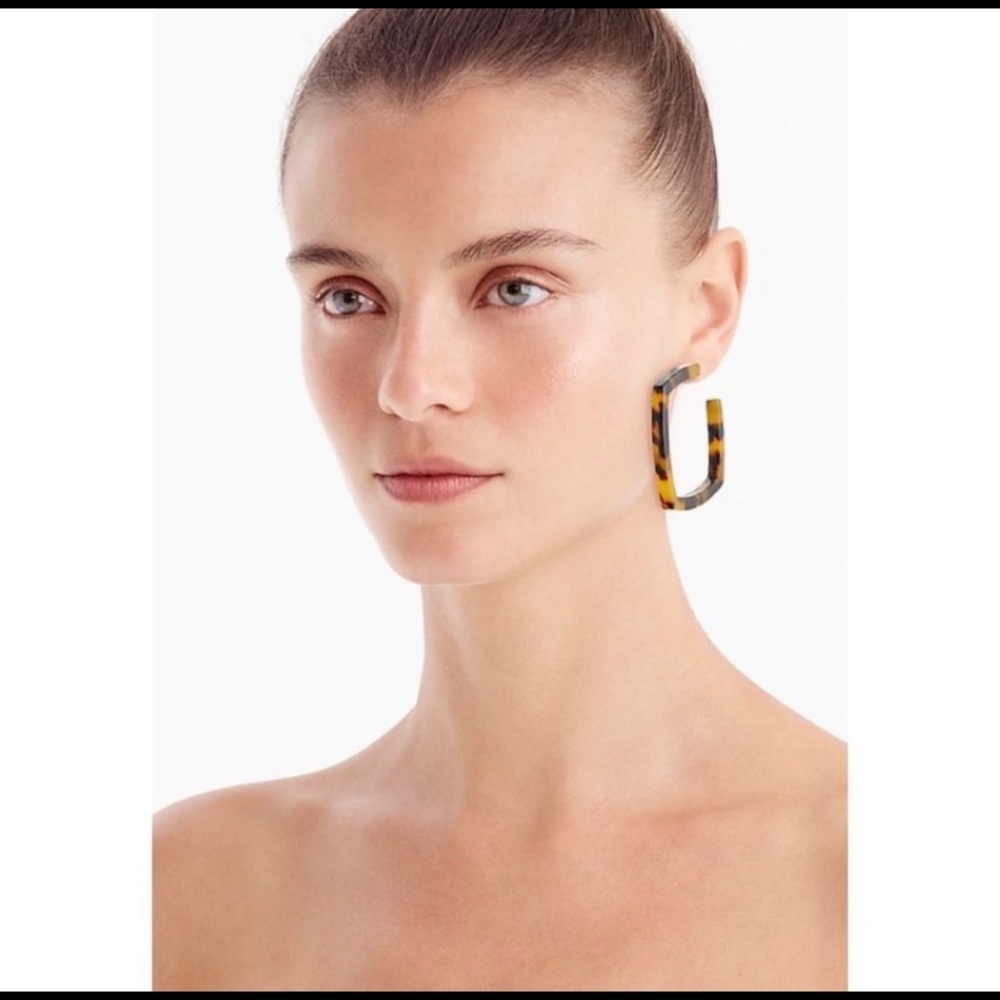 J.Crew SQUARE ACETATE HOOP EARRINGS IN TORTOISE!
